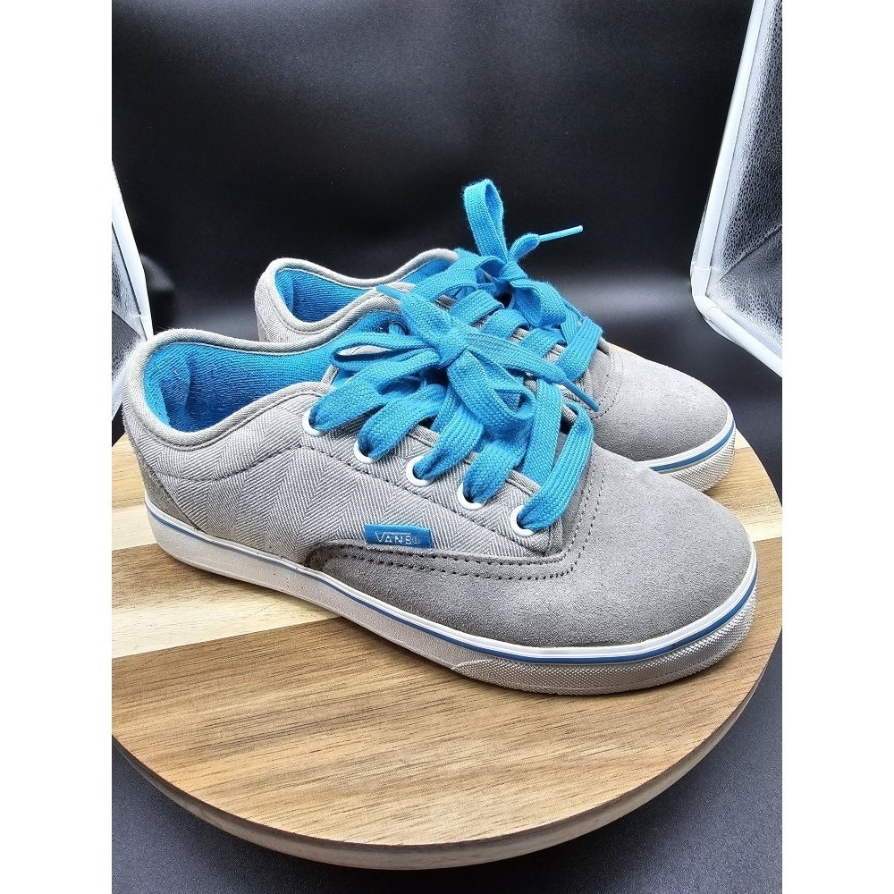 Vans Gray And Blue Womens Size 6 Leather Sneakers
